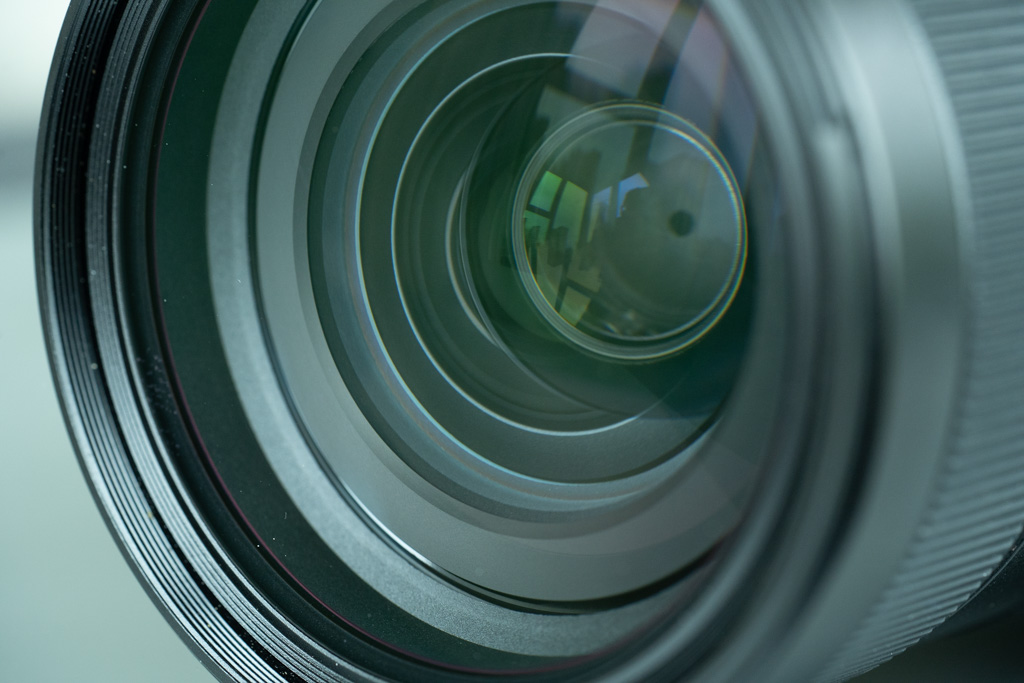 A photo of the glass elements of the Sony FE 24-70mm f/2.8 GM lens