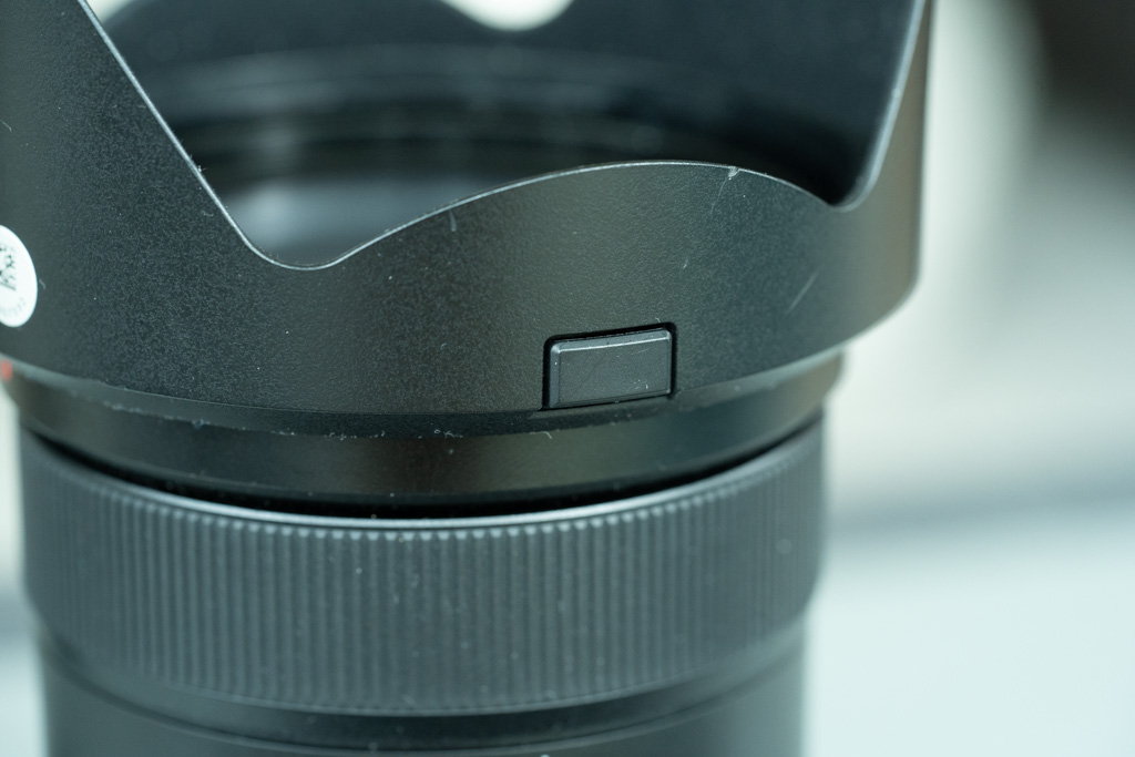 A photo of the lens hood on the Sony FE 24-70mm f/2.8 GM lens