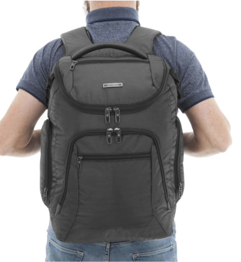 Back of man with backpack