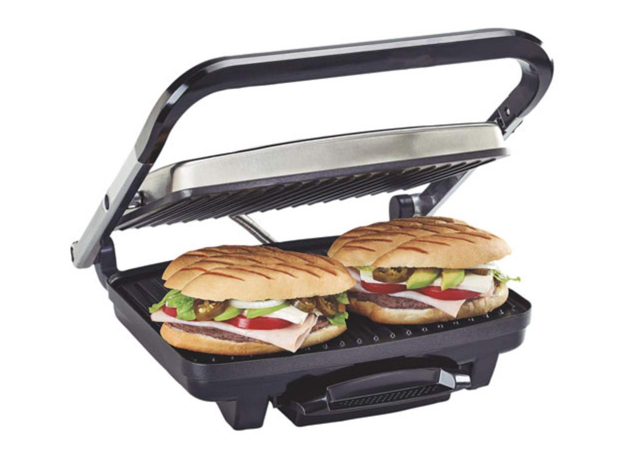 Hamburgers on a griddle