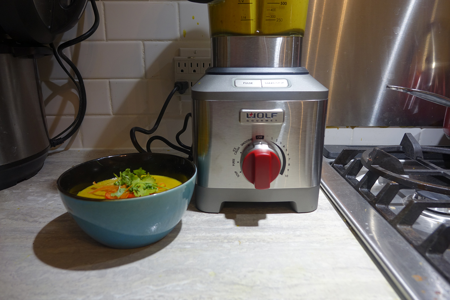 Wolf Gourmet blender with soup