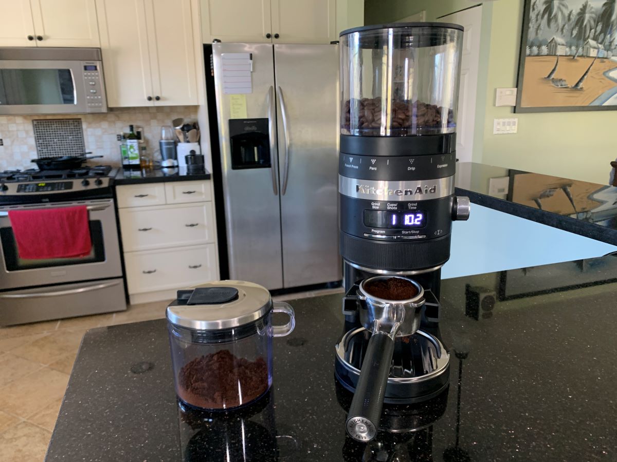 KitchenAid Coffee Grinder in use