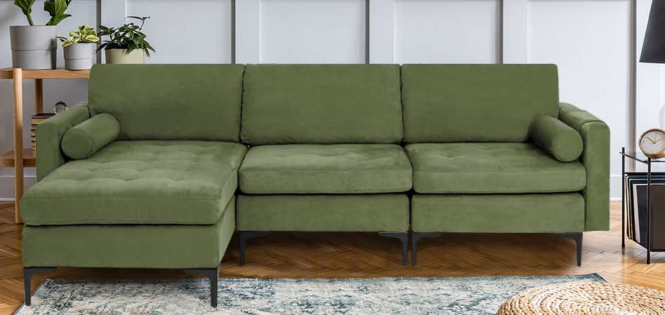 reen velvet couch for family