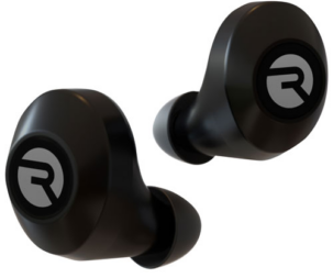 Raycon wireless in-ear wireless earphones on a white background