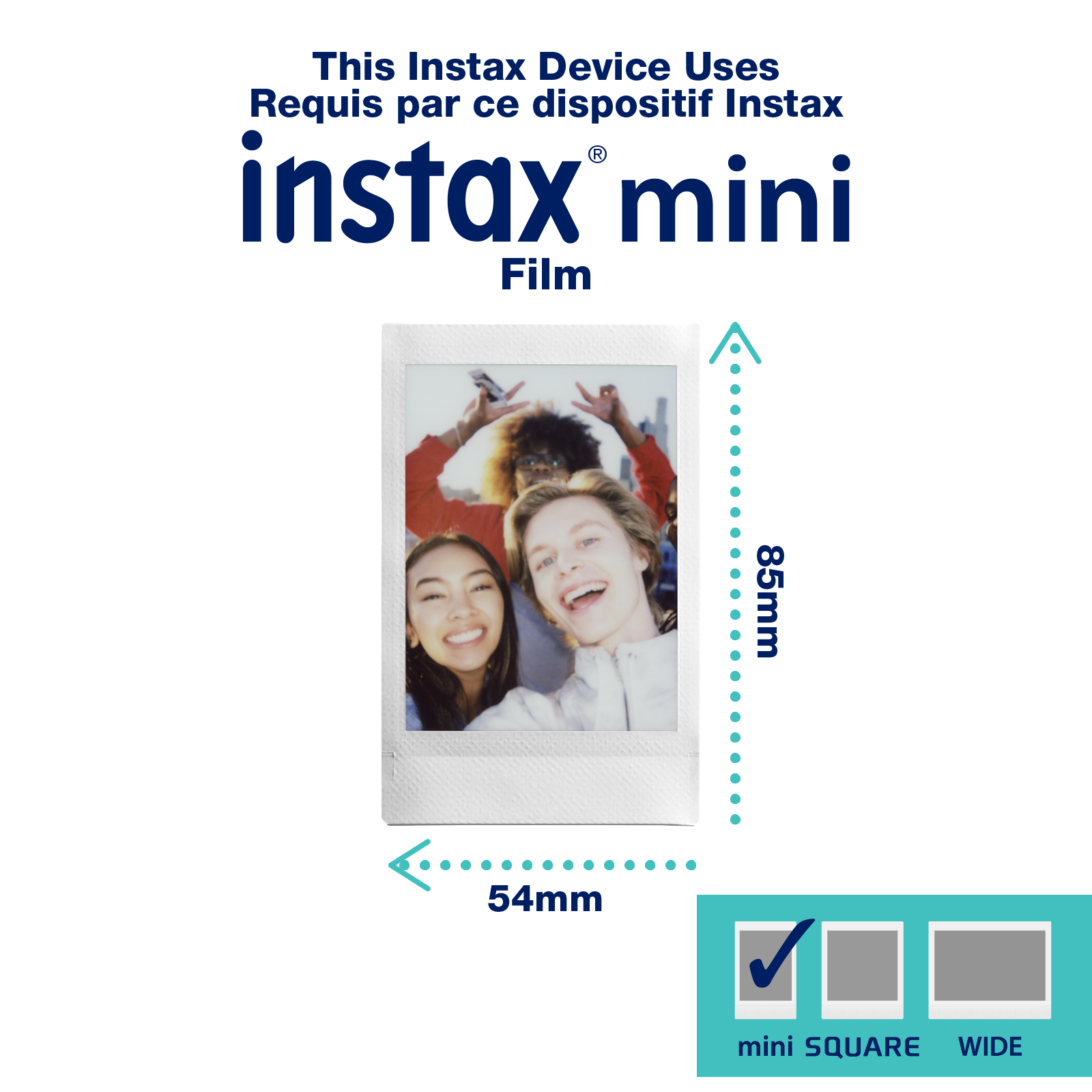 Instax Mini 13 film size comparison
