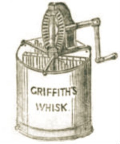 E.P. Griffith's egg beater is one of the first wire whisks.