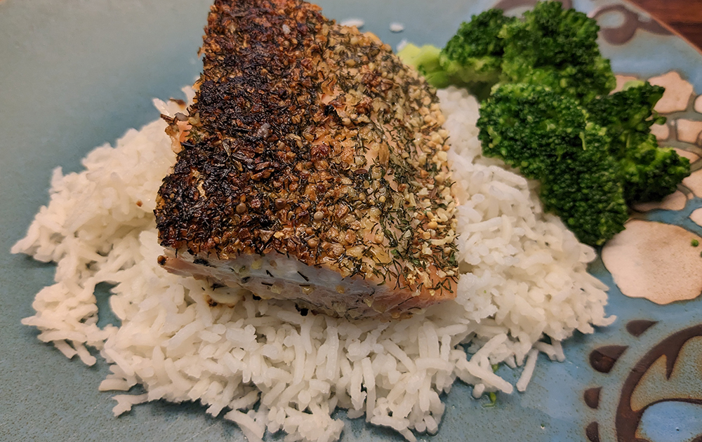 Salmon with plain rice