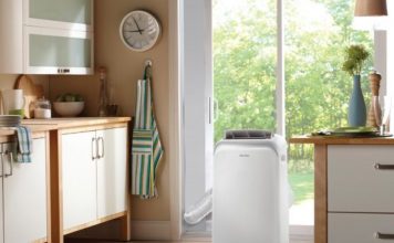 portable air conditioner in kitchen