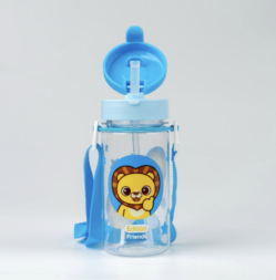 Kids water bottle with a lion on the front.