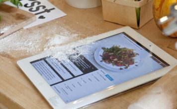 using iPad in kitchen