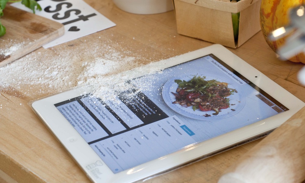 using iPad in kitchen