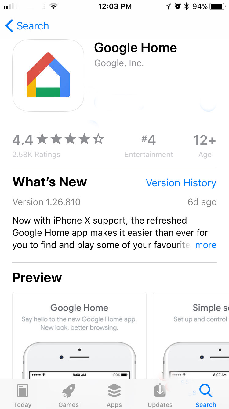 google home app download