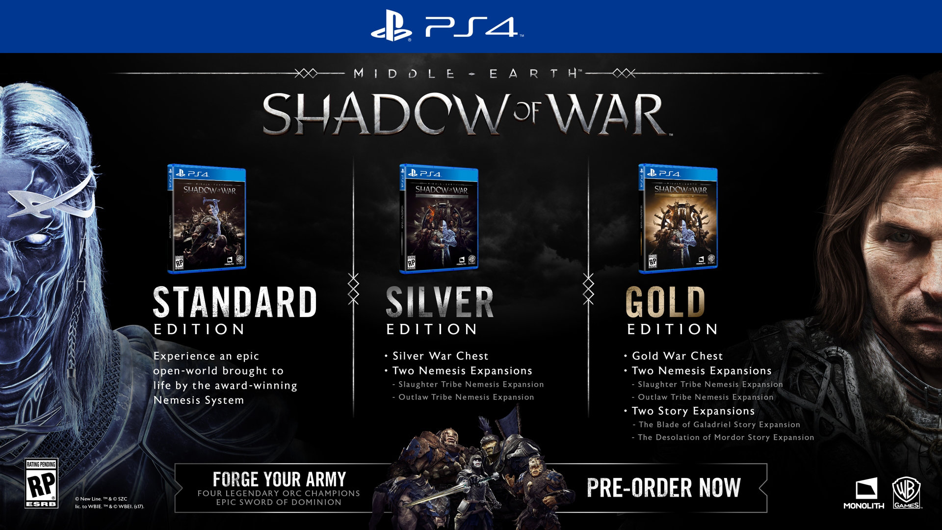 Middle Earth Shadow of War Editions