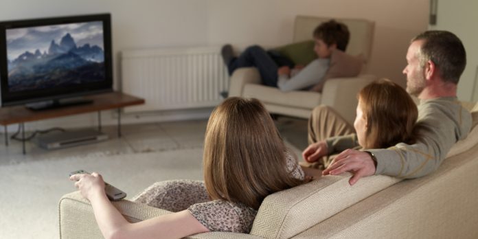 Family watching DVD Together