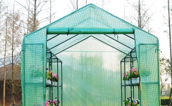 greenhouses and garden shelters - outsunny greenhouse with shelves