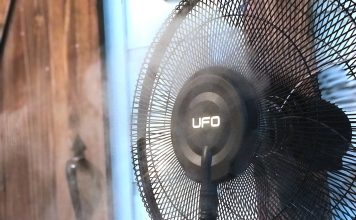 UFO stand fan with mist ionizer