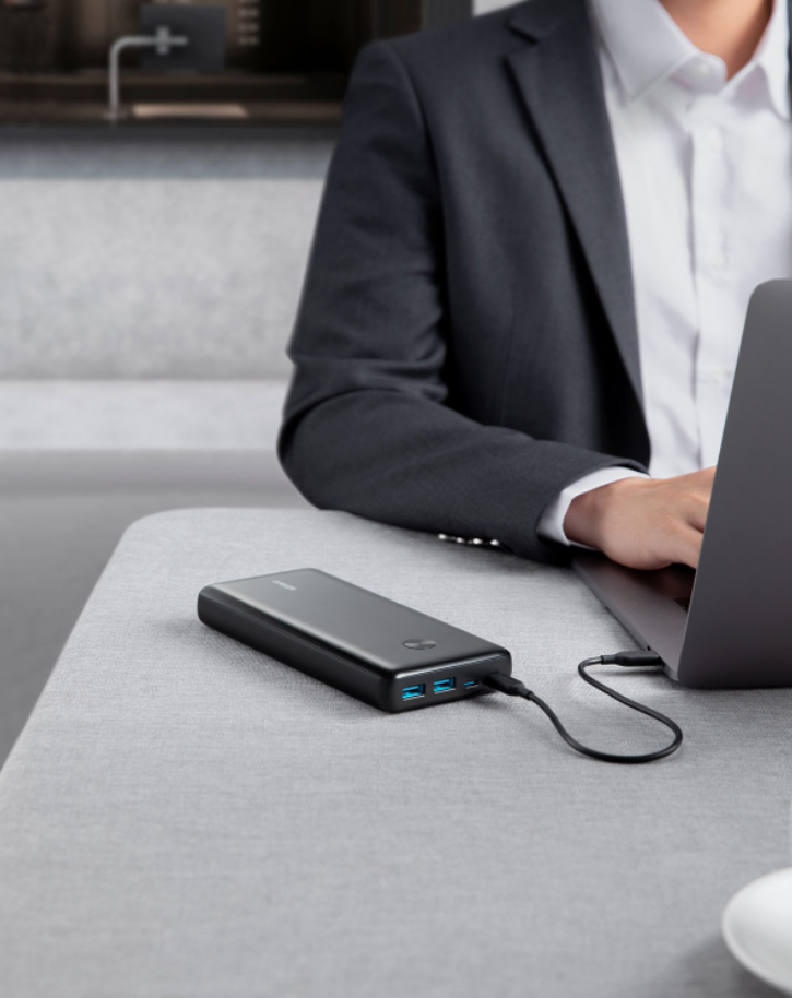 Anker portable charging bank on a table