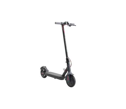 A head-on, angled view of the Gyrocopters flash portable electric scooter on a white background.
