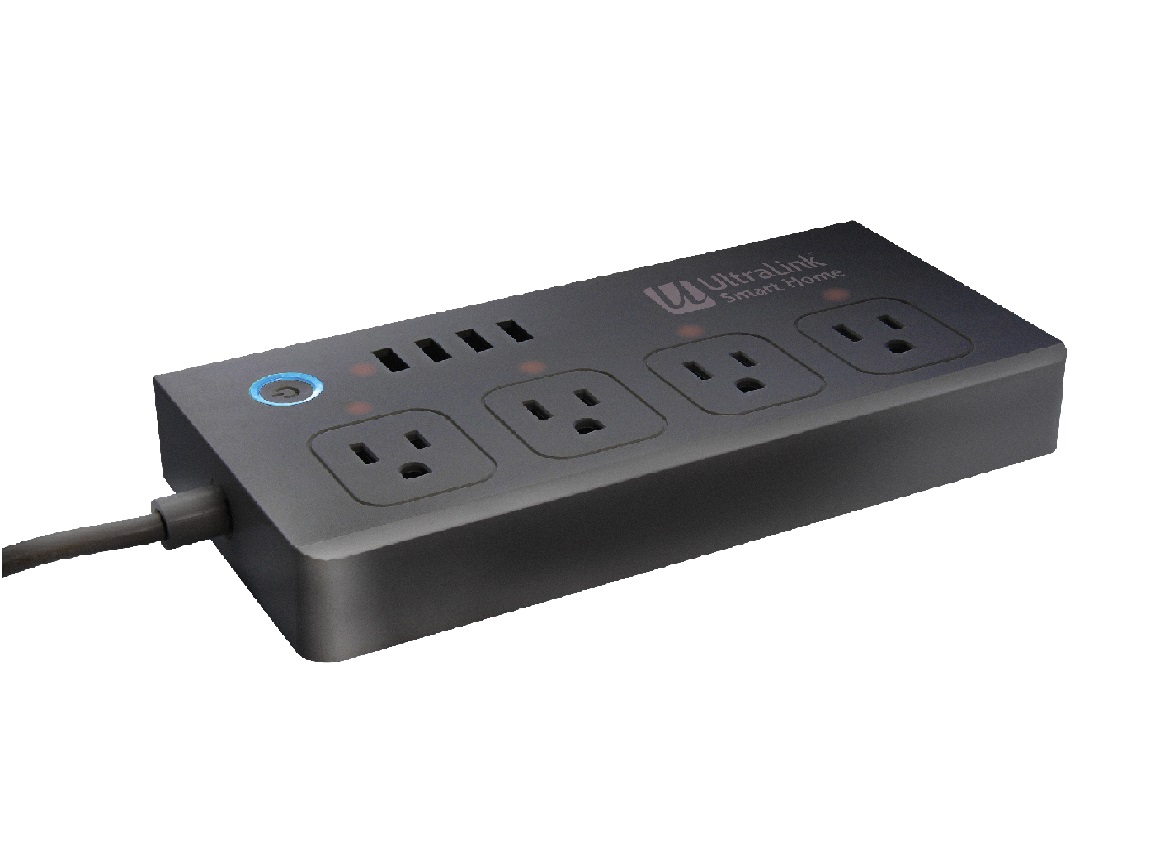 image of a surge protector with multiple outlets and USB ports