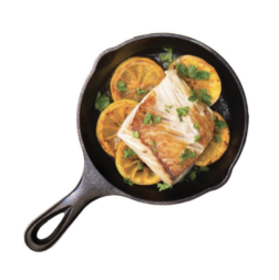 Lodge cast iron skillet with salmon