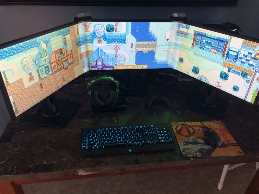 PC gaming with a three monitor bezel free setup Best Buy Blog