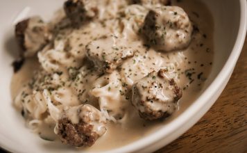 Swedish meatballs with gravy and pasta-26