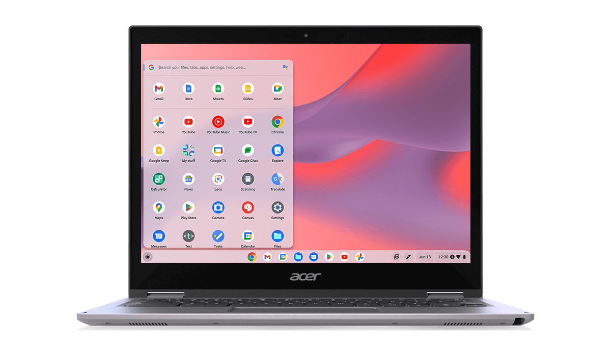 ChromeOS home screen on an Acer laptop.