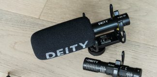 A photo of two Deity video mics