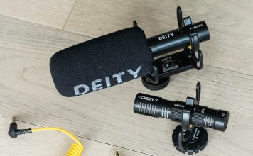 A photo of two Deity video mics