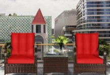 outdoor wicker chairs on balcony