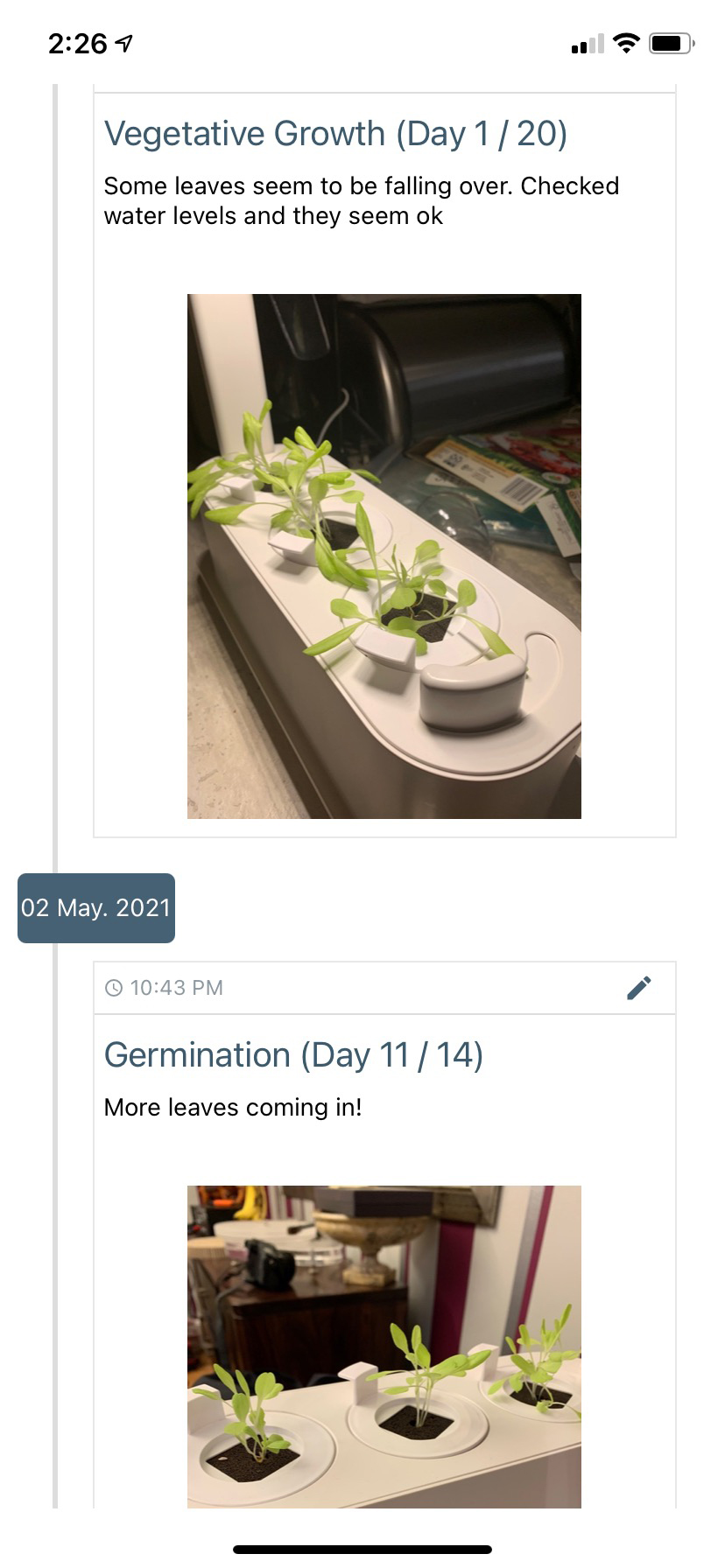 Grobo app germination to vegetative growth