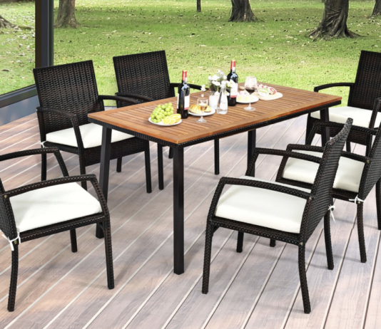 Gymax patio set with table made.