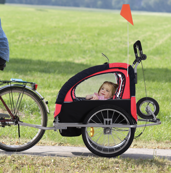 Bike trailer stroller with child
