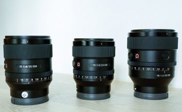 A photo of three Sony GM lenses