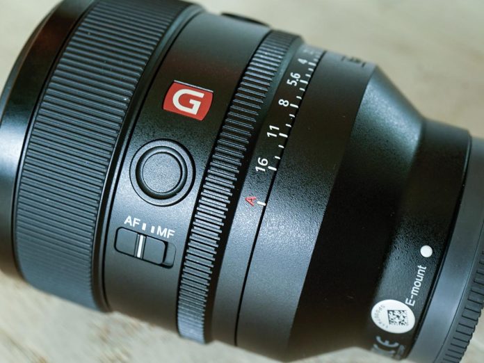 A close-up of a Sony GM lens