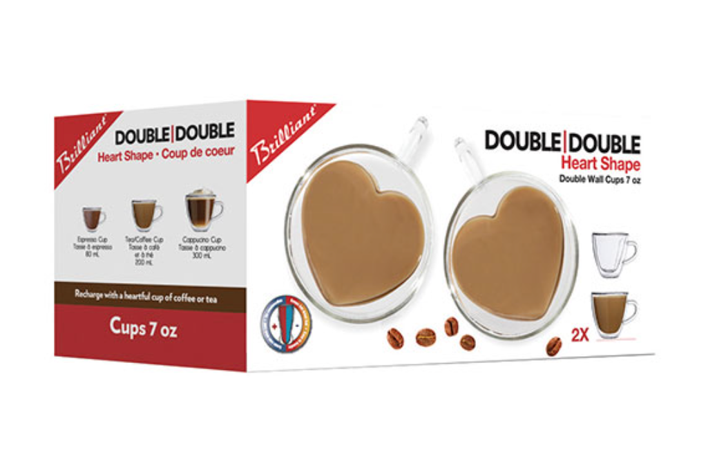 Double Double heart-shaped tea cups.