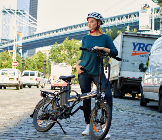 A woman with a Gocity electric bike