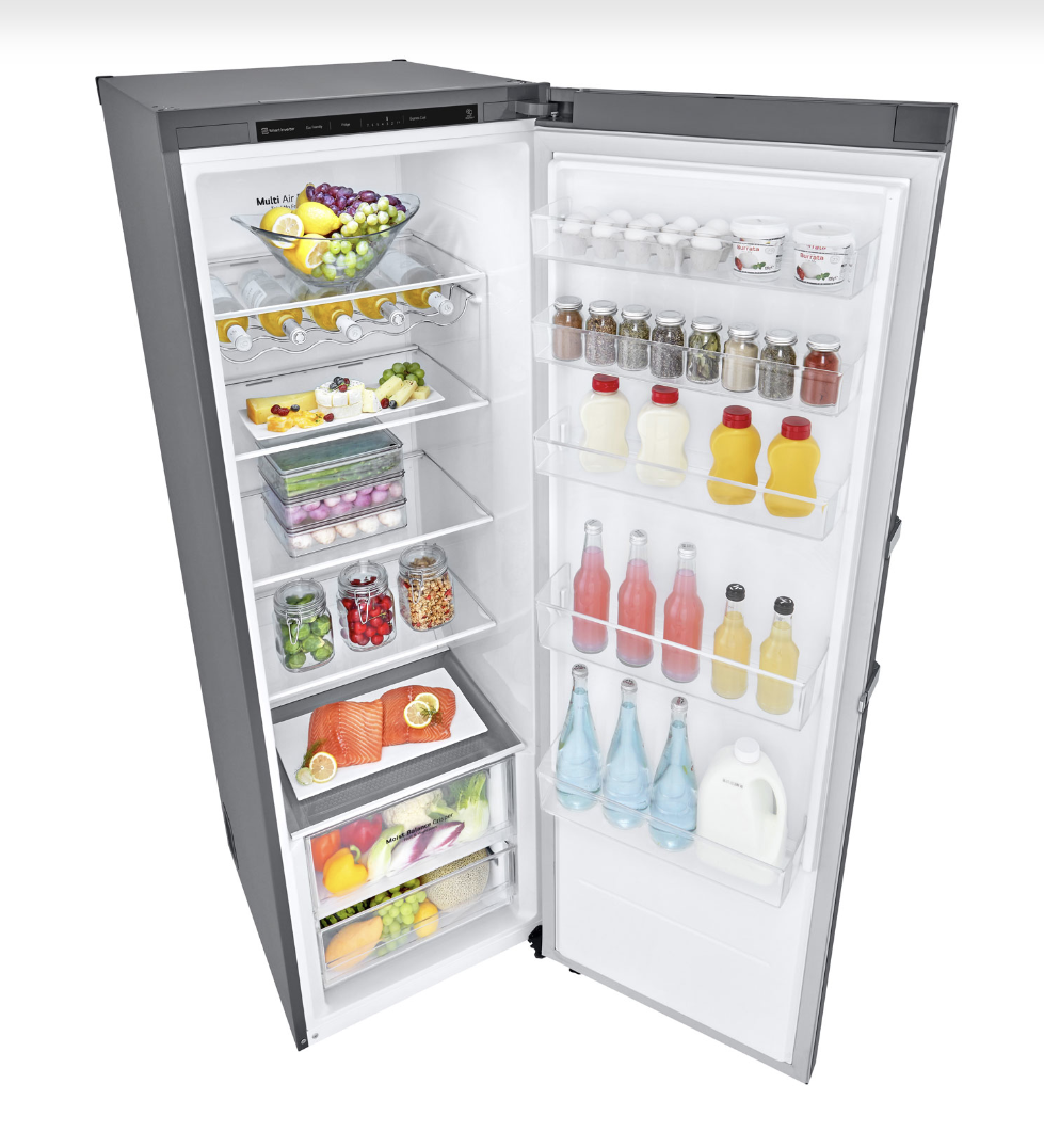 LG all fridge refrigerator open with food