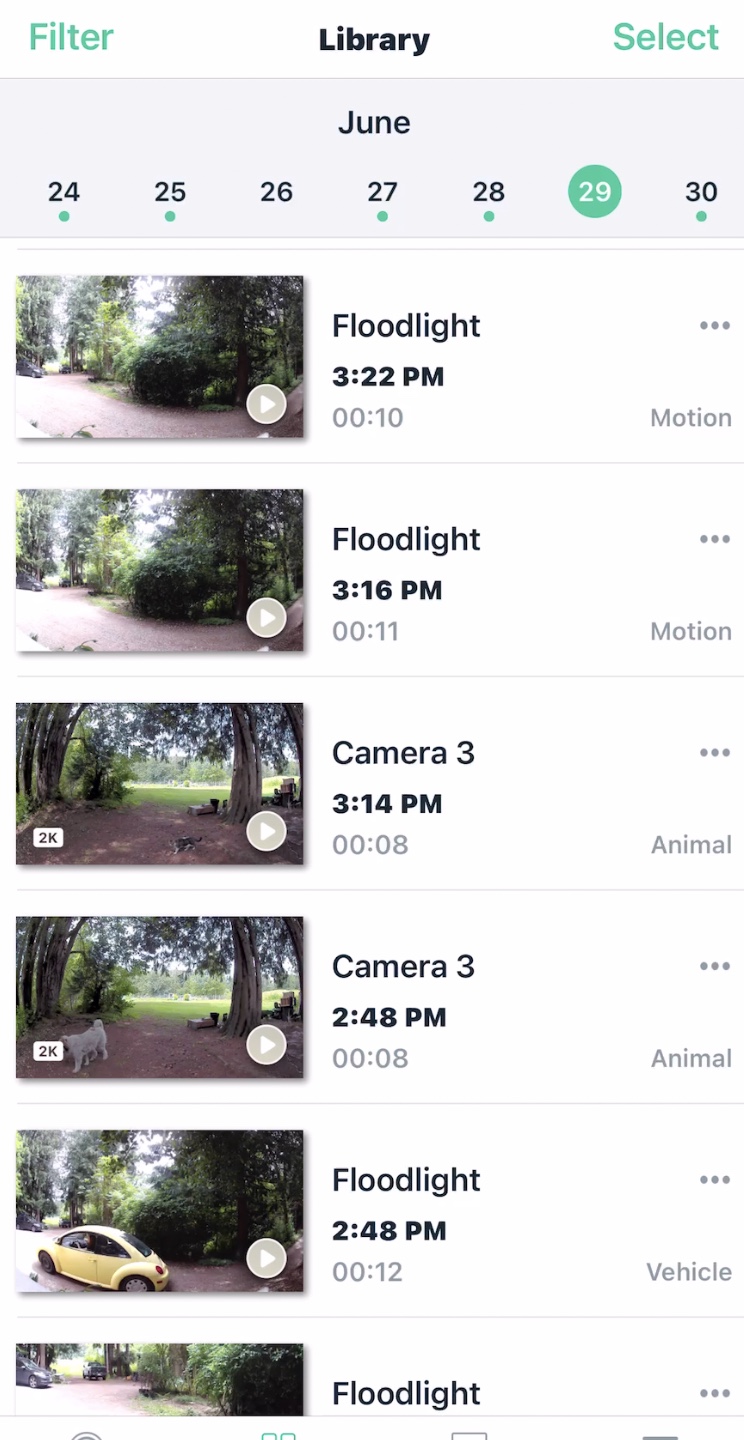 Arlo library video clips