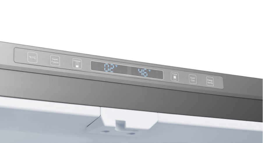 Temperature controls in a Hisense refrigerator.