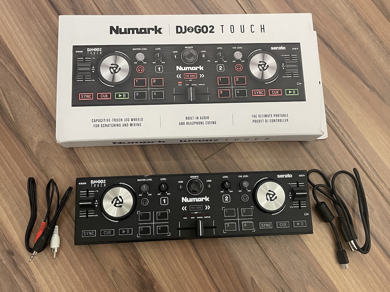  Numark DJ2GO2 Touch – Compact 2 Deck USB DJ Controller