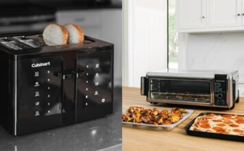 Split image of a toaster and a toaster oven