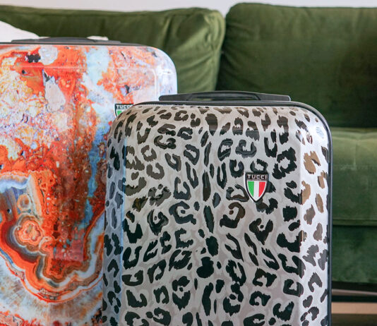Turkish Marble and Winter Leopard suitcases