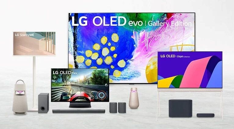 LG Products showing multiple Smart home devices like the OLED Smart TV
