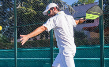 Man playing pickleball