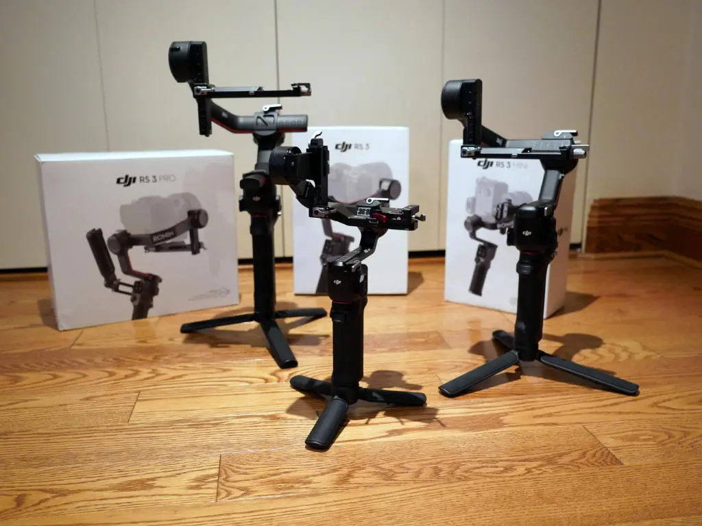 DJI RS3, RS3 Pro, and RS 3 Mini gimbal comparison