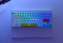 NuPhy Halo75 gaming keyboard with wrist rest