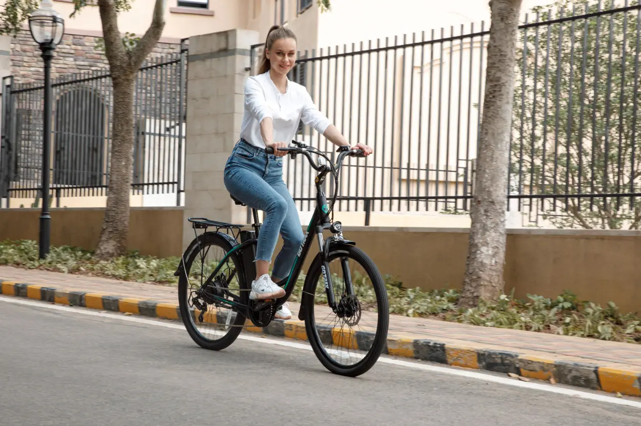 Woman riding ebike