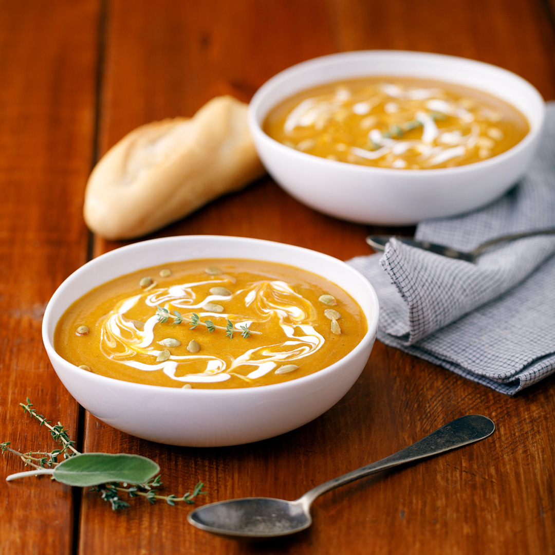 Суп быстрого приготовления из тыквы с орехами