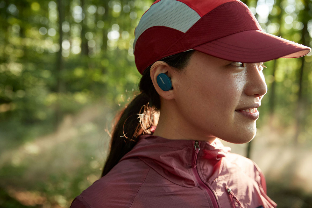 Woman wearing sport headphones